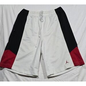 Jordan Mesh Basketball Shorts XL White Black Red Jumpman Athletic Gym Drawstring